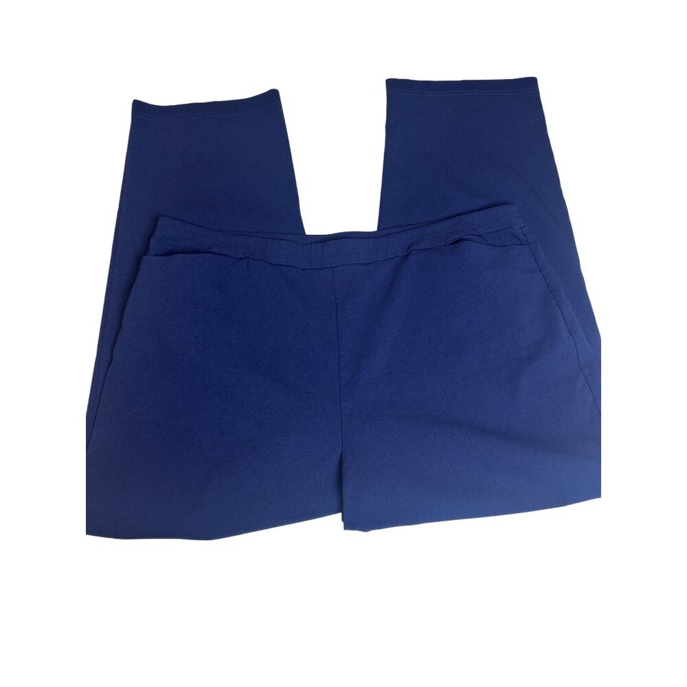 Susan Graver Pants Navy Blue Liquid Knit Pull On Stretch Straight Leg, XL - Picture 4 of 10